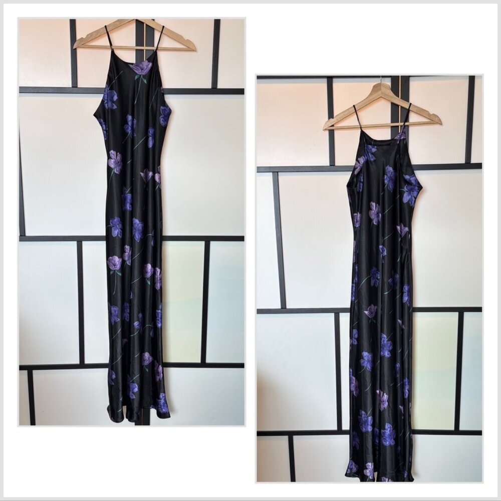 Vintage Womens Babydoll Maxi Dress Size 11 Prom Whimsigoth Fairy Y2K Dark Floral